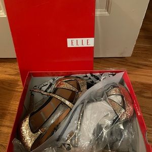 elle mini gold sparkley heels